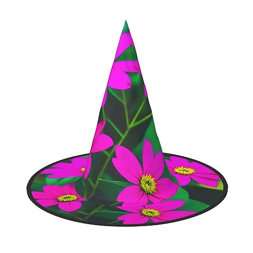NEZIH Blume Blätter Lila Rot Blume 1 Druck Halloween Hut Zubehör Erwachsene Kostüm Party Kegel Hexenhut Damen von NEZIH
