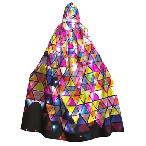 NEZIH Bunter geometrischer Dreiecks-Kapuzenumhang für Erwachsene, Karneval, Hexe, Cosplay, Kostüm, Karneval, Partyzubehör, 190 cm von NEZIH