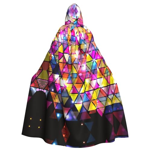 NEZIH Farbenfroher geometrischer Dreiecks-Kapuzenumhang für Erwachsene, Karneval, Hexe, Cosplay, Kostüm, Karneval, Partyzubehör, 185 cm von NEZIH