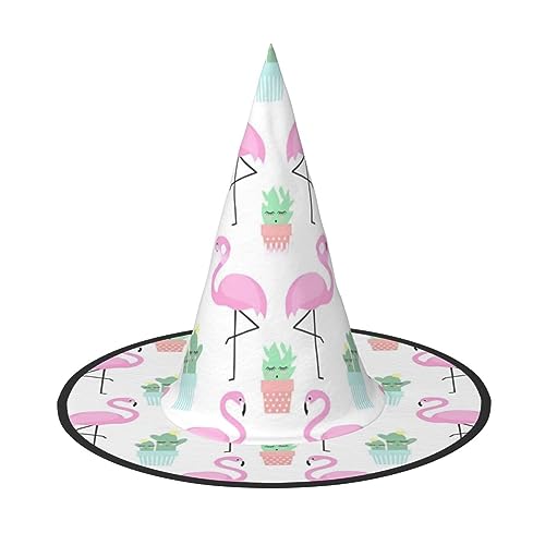 NEZIH Flamingo, tropisch, niedlich, bedruckt, Kaktus, Hut, Halloween, Hut, Erwachsene, Kostüm, Party, Kegel, Hexe, Hut, Damen, Kinder, Mädchen, Jungen von NEZIH