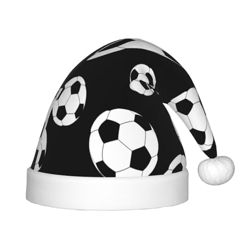 NEZIH Fußball Schwarz Druck Weihnachtsmütze - Kinder Nikolausmütze mit Xmas Urlaub Lustige Weihnachtsgeschenke für Kinder von NEZIH