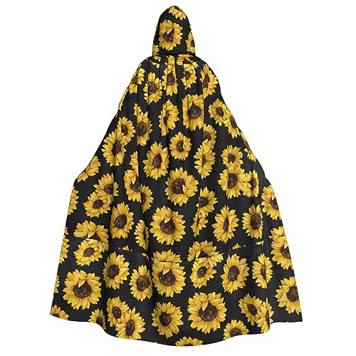 NEZIH Goldene Sonnenblumen, Hexe und Vampir, Cosplay-Kostüm, Umhang mit Kapuze, für Erwachsene, geeignet für Karnevalspartys, 190 cm von NEZIH