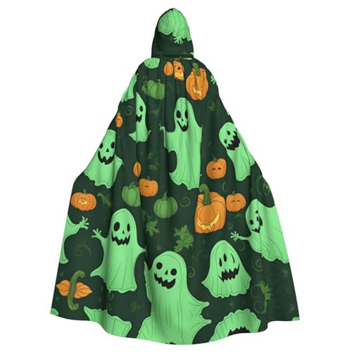 NEZIH Green Ghost Horror Halloween Kürbis 2 Mystischer Kapuzenumhang für Männer und Frauen, ideal für Halloween, Cosplay und Karneval, 185 cm von NEZIH