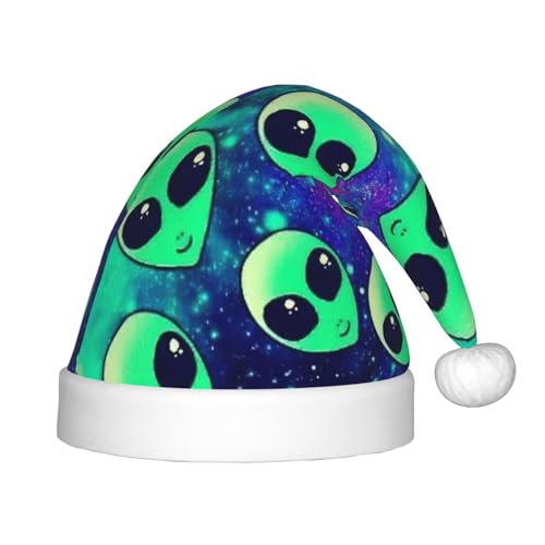 NEZIH Grüne Aliens Print Weihnachtsmütze für Kinder, Kinder, Neujahr Festliche Party Supplies Weihnachtsmütze von NEZIH