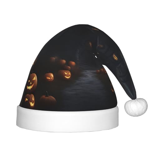 NEZIH Halloween Goth Print Weihnachtsmütze Xmas Hut für Kinder Neujahr Festliche Party Supplies Weihnachtsmann Hut von NEZIH