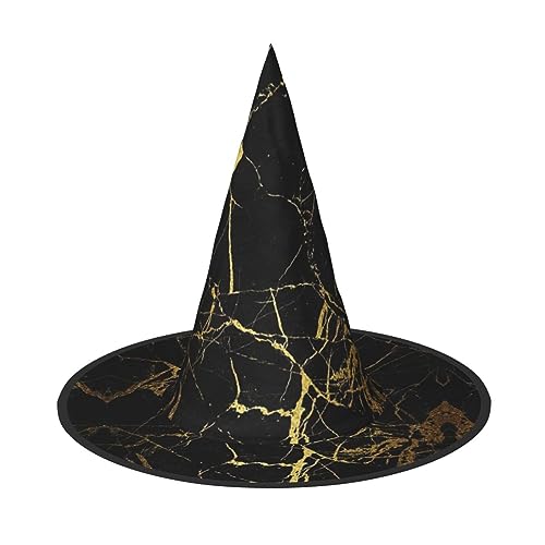 NEZIH Halloween Hut Stilvoll mit goldener marmorierter Textur, Kostümzubehör für Erwachsene, konischer Hexenhut für Frauen, Kinder, Mädchen, Jungen von NEZIH