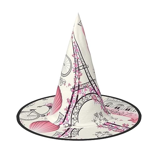 NEZIH Halloween-Hut mit Aufdruck "La Tour de Paris und ein Fahrrad", für Erwachsene, konischer Hexenhut für Frauen, Kinder, Mädchen, Jungen von NEZIH