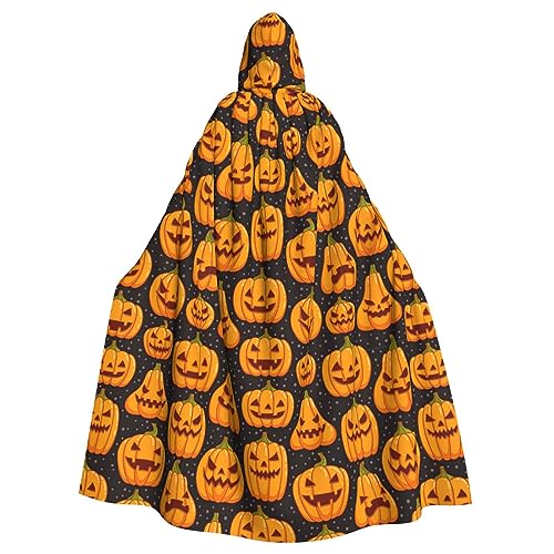 NEZIH Halloween-Kürbis-Muster, volle Länge, Karnevals-Umhang mit Kapuze, Unisex, Cosplay-Kostüme, Umhang für Erwachsene, 185 cm von NEZIH