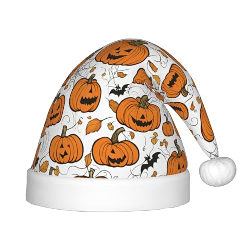 NEZIH Halloween Kürbis Muster Druck Weihnachtsmütze Xmas Hut für Kinder, Neujahr Festliche Party Supplies Weihnachtsmann Hut von NEZIH