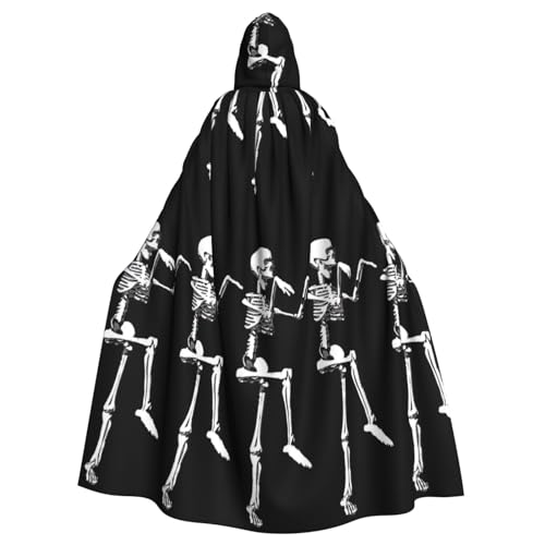 NEZIH Halloween-Umhang mit beweglichem Skelett-Schädel in voller Länge, Karnevals-Umhang mit Kapuze, Unisex, Cosplay-Kostüme, Umhang für Erwachsene, 185 cm von NEZIH