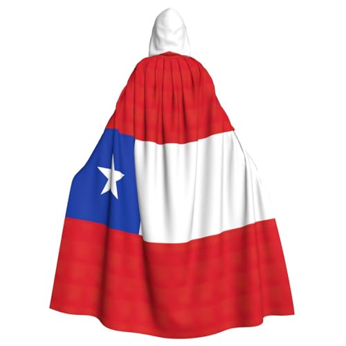 NEZIH Kapuzenumhang mit Flagge von Chile für Erwachsene, Karneval, Hexe, Cosplay, Kostüm, Karneval, Partyzubehör, 185 cm von NEZIH