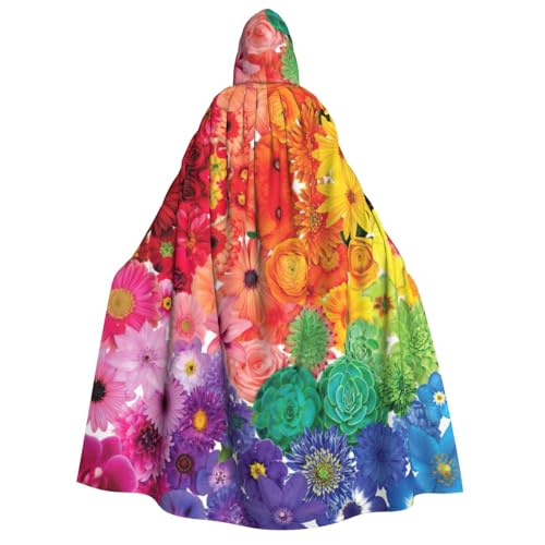 NEZIH Kapuzenumhang mit Regenbogen-Blumen für Erwachsene, Karneval, Hexe, Cosplay, Kostüm, Karneval, Partyzubehör, 190 cm von NEZIH