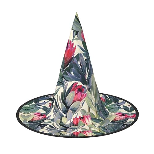 NEZIH Roter Blumendruck Halloween Hut Zubehör Erwachsene Kostüm Party Kegel Hexenhut Damen, Kinder, Mädchen, Jungen von NEZIH