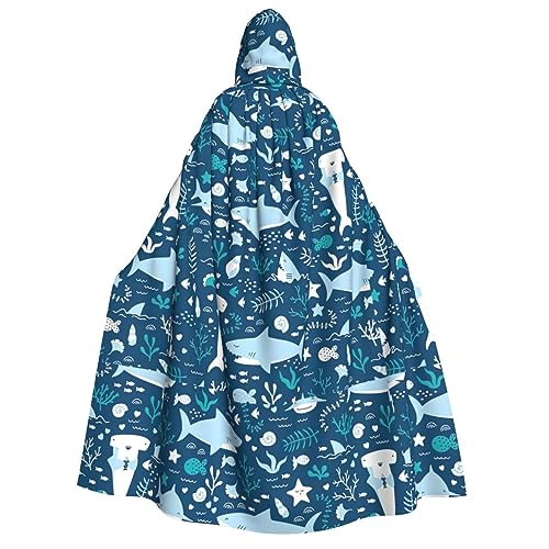NEZIH Süßer blauer Fisch-Umhang mit Kapuze, Unisex, Cosplay-Kostüme, Umhang für Erwachsene, 190 cm von NEZIH