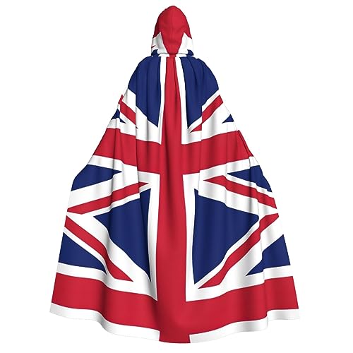 NEZIH Umhang mit britischer Flagge, voller Länge, mit Kapuze, Unisex, Cosplay-Kostüme, Umhang für Erwachsene, 190 cm von NEZIH