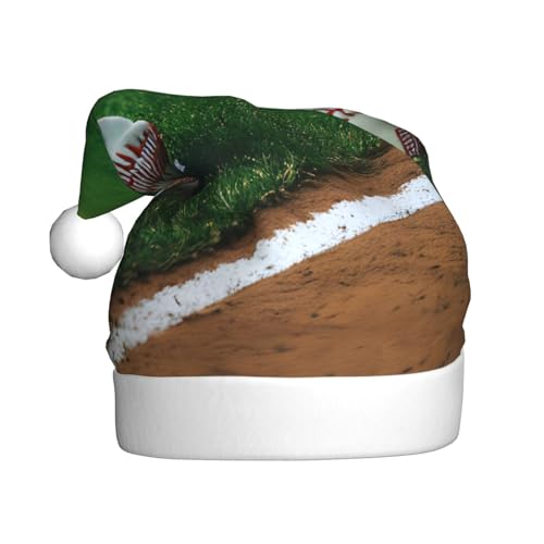 NEZIH Vibrant Grass Baseball Softball Print Santa Hat Christmas Hats, Xmas Hat Gifts For Adults Holiday Party Supplies von NEZIH