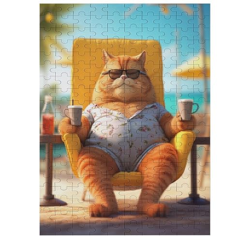 Fat Cat - 200 Teile Puzzle – - Hochauflösendes - Gelegenheitsspiel – 200 Teile Holzpuzzle 200 PCS von NEylim