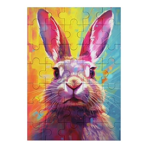 Kaninchen - 35 Teile Puzzle – - Hochauflösendes - Gelegenheitsspiel – 35 Teile Holzpuzzle 35 PCS von NEylim