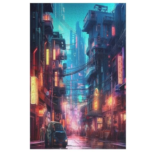 Neon City Puzzle 1000 PCS Puzzleteile Für Erwachsene Und Kinder Puzzle Im Panoramaformat von NEylim