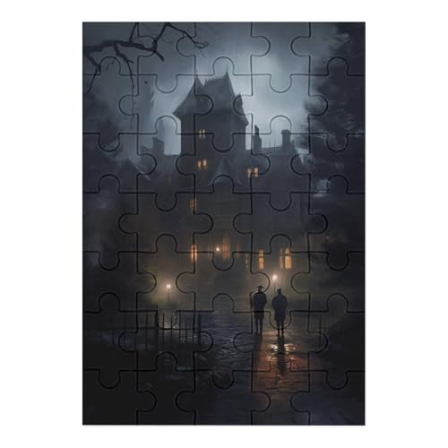 Puzzle Für Erwachsene 35 Teile Holzpuzzle | Haunted Elegance Puzzle Puzzle | Hochauflösendes | Gelegenheitsspiel Art-Deco-Landschaft Größe: 35 PCS von NEylim