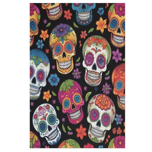 Sugar Skull Puzzle 1000 PCS - Erwachsenenpuzzle Mit - Geschicklichkeitsspiel Für Die Ganze Familie - Ideal Als Holzpuzzle von NEylim