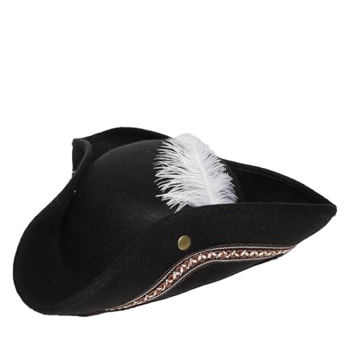 NFEKLFI Dreispitz Breite Krempe Piratenhut Kapitän Hut for Frauen Mann Unisex Dreispitz Cosplay Einzigartige Party Kappe(Black 2) von NFEKLFI