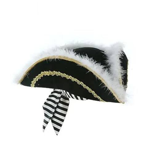 NFEKLFI Dreispitz Bühnenshow Requisiten Erwachsene Kinder Schwarz Piratenkapitän Hut Cosplay Musical(Adult Black Hat) von NFEKLFI