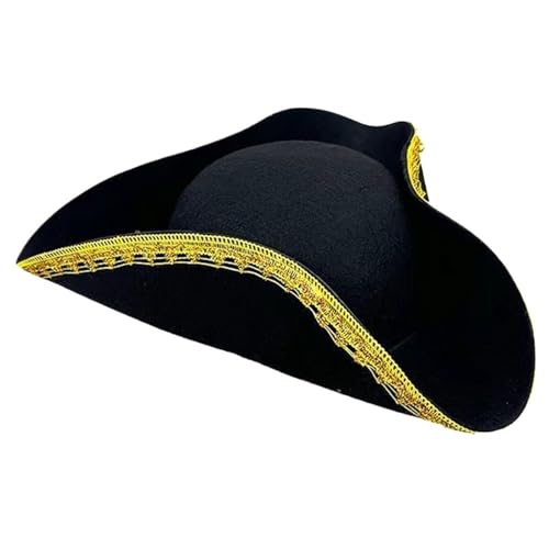 NFEKLFI Dreispitz Dreieckhut Lustiger Cosplay-Piratenhut Rollenspiel-Kapitänshut Performance-Sonnenhut Maskerade-Anziehhut(Black1) von NFEKLFI