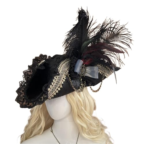 NFEKLFI Dreispitz Erwachsene Männer Frauen Feder Kapitän Piraten Hut Royal Court Top Hüte Caps Party Requisiten Cosplay Kostüm Zubehör NFEKLFI Dreispitz Erwachsene Männer Frauen Feder Kapitän Piraten Hut Royal Court Top Hüte Caps Party Requisiten Cosplay Kostüm Zubehör von NFEKLFI