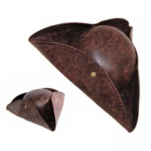NFEKLFI Dreispitz Kreativer Piratenhut aus Leder, braun, im Used-Look, Dreispitz, for Maskenbälle, Partys, Herren und Damen, Kunstkostüm, Zubehör, Hüte, Cosplay von NFEKLFI