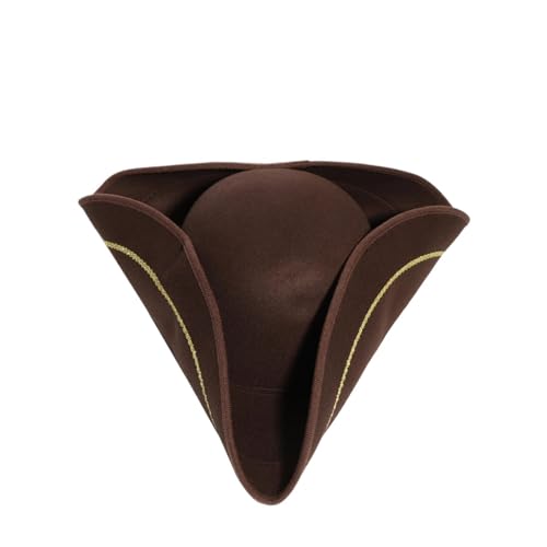 NFEKLFI Dreispitz Männer Frauen Tricorn Hut Piraten Kappe Breite Krempe Kapitän Cosplay Themed Party Kostüm Zubehör(Coffee) von NFEKLFI