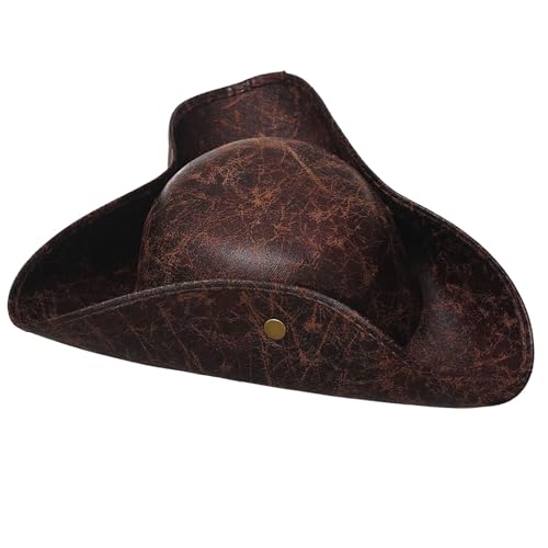 NFEKLFI Dreispitz Piratenhut for Männer, Cosplay-Party, Schwarz, Braun, Dreispitz, Bühnenauftritt, Verkleidung, Mottoparty, Rollenspiel(Brown 2) von NFEKLFI