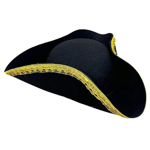 NFEKLFI Dreispitz Schwarz Erwachsene Tricorn Hut Fotografie Dekore Piratenhut Party Festives Cosplay Musical(Black1) von NFEKLFI