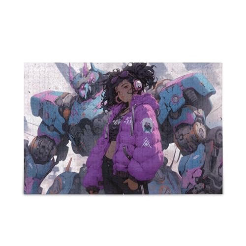 NFMILI Cool Lady Puzzles 1000 Teile Holz für Erwachsene Familien DIY Freizeitspiel 20,5 × 37,8 cm von NFMILI