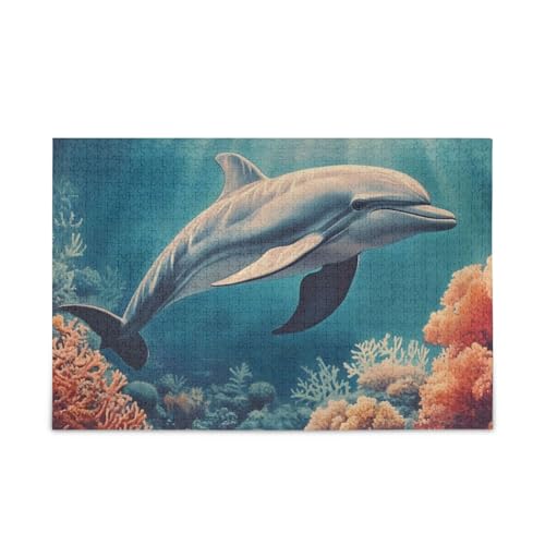 NFMILI Delphin Sea Jigsaw Puzzles 500 Teile für Erwachsene Familien Zigsaw Puzlle 20,5 × 37,8 cm von NFMILI
