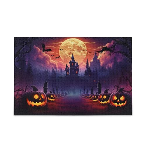 NFMILI Halloween Gruseliges Spaß-Puzzle, 1000 Teile, aus Holz, für Erwachsene, Teenager, Kinder, Familien, DIY-Freizeitspiel, 29,5 × 50 cm NFMILI Halloween Gruseliges Spaß-Puzzle, 1000 Teile, aus Holz, für Erwachsene, Teenager, Kinder, Familien, DIY-Freizeitspiel, 29,5 × 50 cm von NFMILI