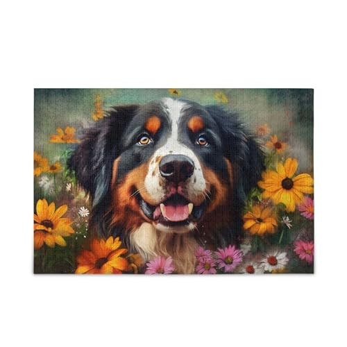 NFMILI Happy Dog Blumen Puzzles 1000 Teile Holz für Erwachsene Familien DIY Freizeitspiel 20,5 × 37,8 cm NFMILI Happy Dog Blumen Puzzles 1000 Teile Holz für Erwachsene Familien DIY Freizeitspiel 20,5 × 37,8 cm von NFMILI