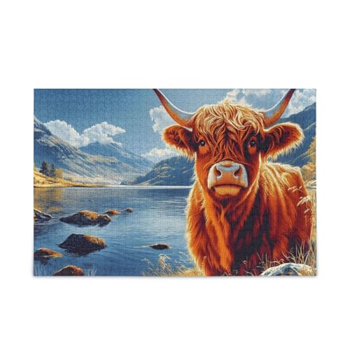 NFMILI Highland Cow Lake Puzzle 500 Teile für Erwachsene Familien Zigsaw Puzlle 20,5 × 37,8 cm NFMILI Highland Cow Lake Puzzle 500 Teile für Erwachsene Familien Zigsaw Puzlle 20,5 × 37,8 cm von NFMILI