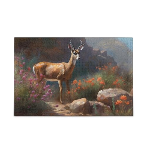 NFMILI Hirsch Blume Puzzles 1000 Teile Holz für Erwachsene Familien DIY Freizeitspiel 19,7 × 74,9 cm NFMILI Hirsch Blume Puzzles 1000 Teile Holz für Erwachsene Familien DIY Freizeitspiel 19,7 × 74,9 cm von NFMILI