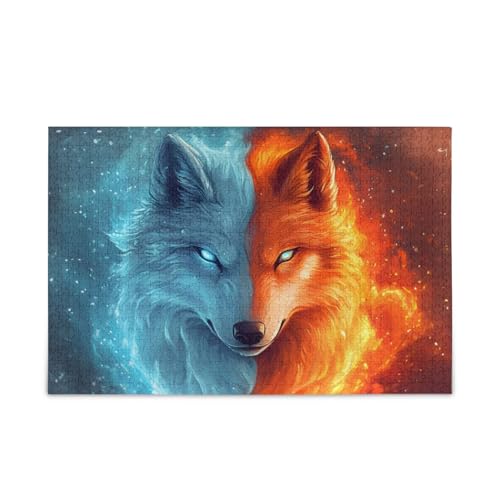 NFMILI Ice Flame Wolf Puzzle 500 Teile für Erwachsene Familien Zigsaw Puzlle 20,5 × 37,8 cm NFMILI Ice Flame Wolf Puzzle 500 Teile für Erwachsene Familien Zigsaw Puzlle 20,5 × 37,8 cm von NFMILI