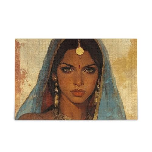NFMILI Indian Beautiful Woman Jigsaw Puzzles 500 Pieces for Adults Families Zigsaw Puzlle Game 20.5 × 37.8 cm von NFMILI
