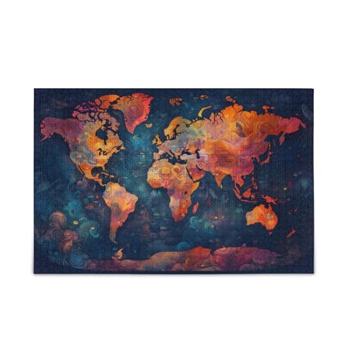 NFMILI Karten Vintage Puzzles 1000 Teile Holz für Erwachsene Familien DIY Freizeitspiel 20,5 × 37,8 cm von NFMILI