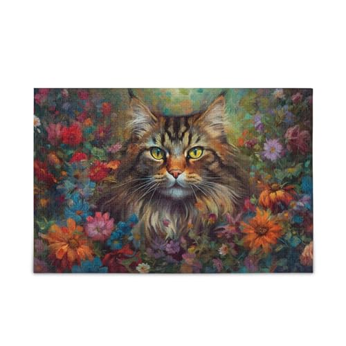 NFMILI Katze Floral Lustige Puzzles 1000 Teile Holz für Erwachsene Familien DIY Freizeitspiel 20,5 × 37,8 cm NFMILI Katze Floral Lustige Puzzles 1000 Teile Holz für Erwachsene Familien DIY Freizeitspiel 20,5 × 37,8 cm von NFMILI