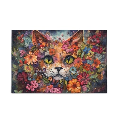 NFMILI Katze umgeben von Blumen Jigsaw Puzzles 1000 Teile Holz für Erwachsene Familien DIY Freizeitspiel 20,5 × 37,8 cm NFMILI Katze umgeben von Blumen Jigsaw Puzzles 1000 Teile Holz für Erwachsene Familien DIY Freizeitspiel 20,5 × 37,8 cm von NFMILI