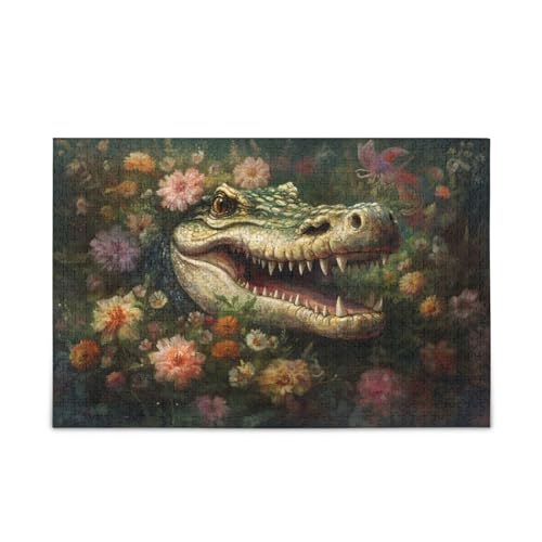NFMILI Krokodilkopf und Blumen Puzzle 1000 Teile Holz für Erwachsene Familien DIY Freizeitspiel 20,5 × 37,8 cm NFMILI Krokodilkopf und Blumen Puzzle 1000 Teile Holz für Erwachsene Familien DIY Freizeitspiel 20,5 × 37,8 cm von NFMILI