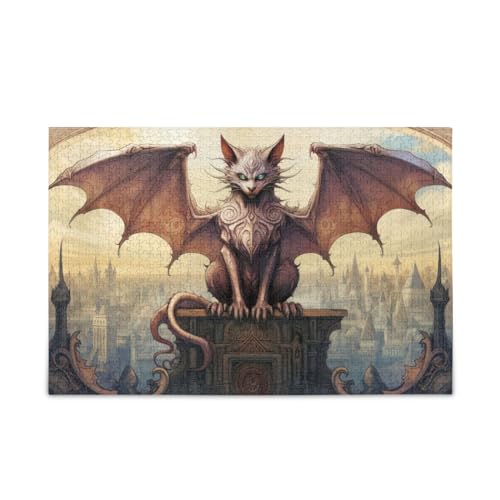 NFMILI Kunstvolle gotische Wasserspeier-Puzzles aus Holz, 1000 Teile, für Erwachsene, Teenager, Kinder, Familien, DIY-Freizeitspiel, 20,5 × 37,8 cm NFMILI Kunstvolle gotische Wasserspeier-Puzzles aus Holz, 1000 Teile, für Erwachsene, Teenager, Kinder, Familien, DIY-Freizeitspiel, 20,5 × 37,8 cm von NFMILI
