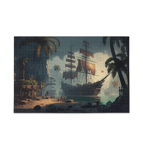 NFMILI Piratenschiffe Hafen Meer Puzzle 1000 Teile Holz für Erwachsene Teen Kinder Familien DIY Freizeitspiel 29,5 × 50 cm NFMILI Piratenschiffe Hafen Meer Puzzle 1000 Teile Holz für Erwachsene Teen Kinder Familien DIY Freizeitspiel 29,5 × 50 cm von NFMILI