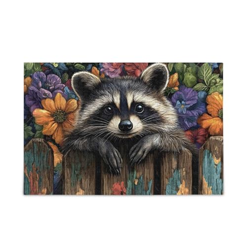 NFMILI Raccoon Flowers Jigsaw Puzzles 500 Teile für Erwachsene Familien Zigsaw Puzlle Spiel 20,5 × 37,8 cm NFMILI Raccoon Flowers Jigsaw Puzzles 500 Teile für Erwachsene Familien Zigsaw Puzlle Spiel 20,5 × 37,8 cm von NFMILI