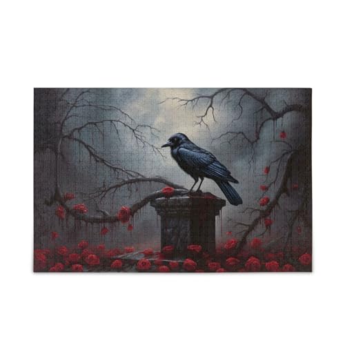 NFMILI Rote Rose Bird Puzzles 1000 Teile Holz für Erwachsene Familien DIY Freizeitspiel 20,5 × 37,8 cm NFMILI Rote Rose Bird Puzzles 1000 Teile Holz für Erwachsene Familien DIY Freizeitspiel 20,5 × 37,8 cm von NFMILI