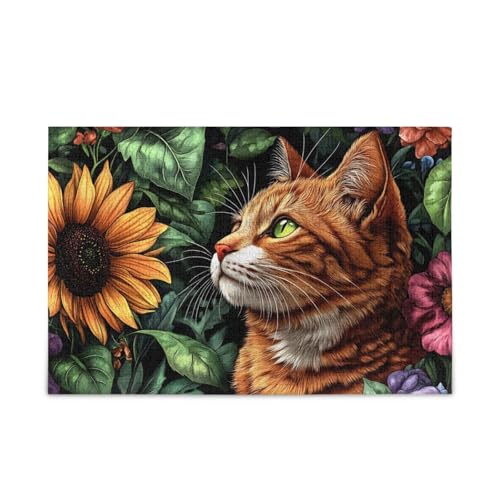 NFMILI Sonnenblume Katze Puzzle 500 Teile für Erwachsene Familien Zigsaw Puzlle Spiel 20,5 × 37,8 cm NFMILI Sonnenblume Katze Puzzle 500 Teile für Erwachsene Familien Zigsaw Puzlle Spiel 20,5 × 37,8 cm von NFMILI
